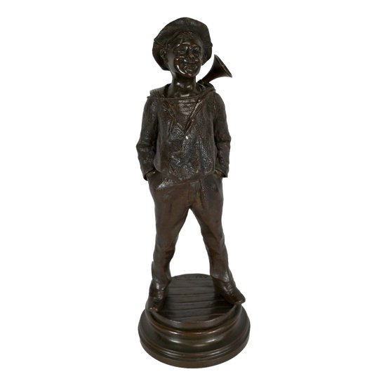 Bronze " L'Enfant au clairon ", by J. Rousseau - Early XXth century