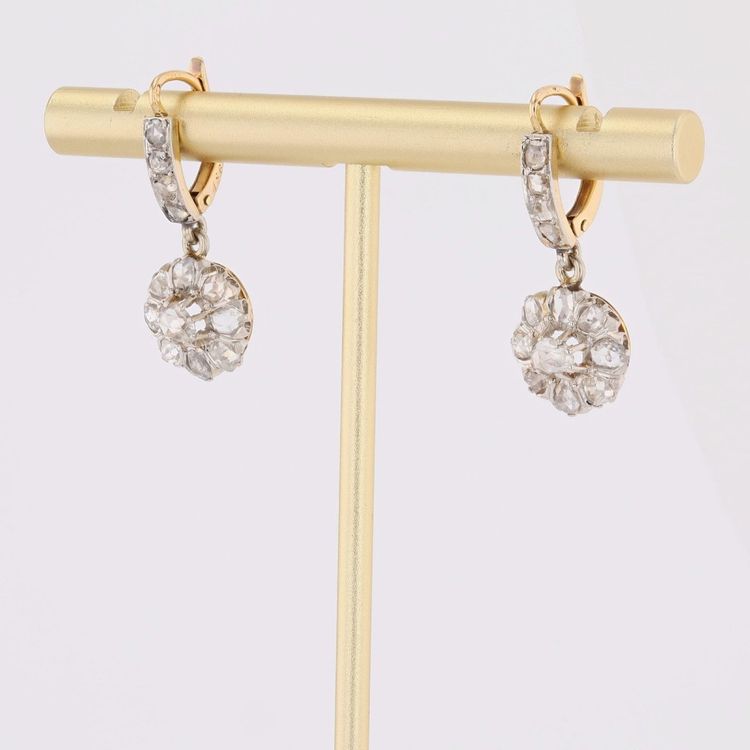Boucles d'oreilles anciennes diamants pendantes