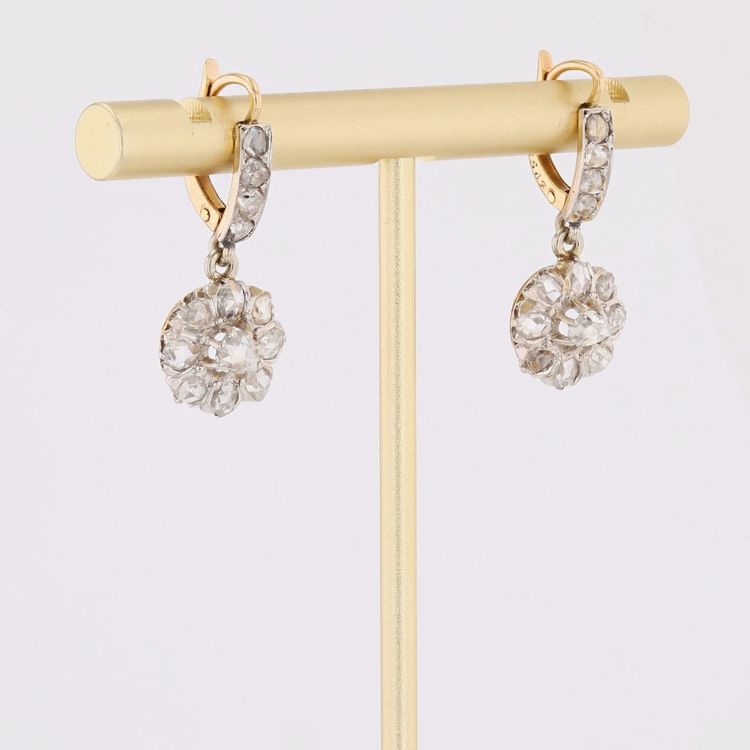 Boucles d'oreilles anciennes diamants pendantes