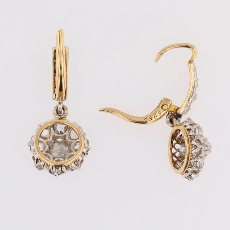 Boucles d'oreilles anciennes diamants pendantes