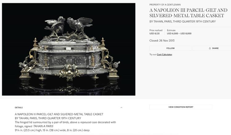 Napoleon III jewelry box in gilt bronze and bronze signed Jules Moigniez