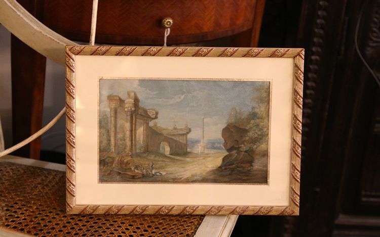 Landscape of Ancient Ruins Gouache