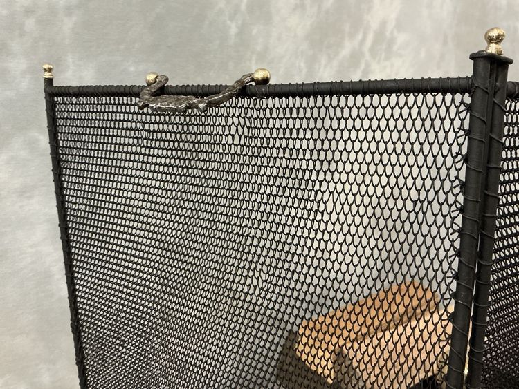 Antikes Kaminfeuer aus geschwärztem Eisen aus dem 19.