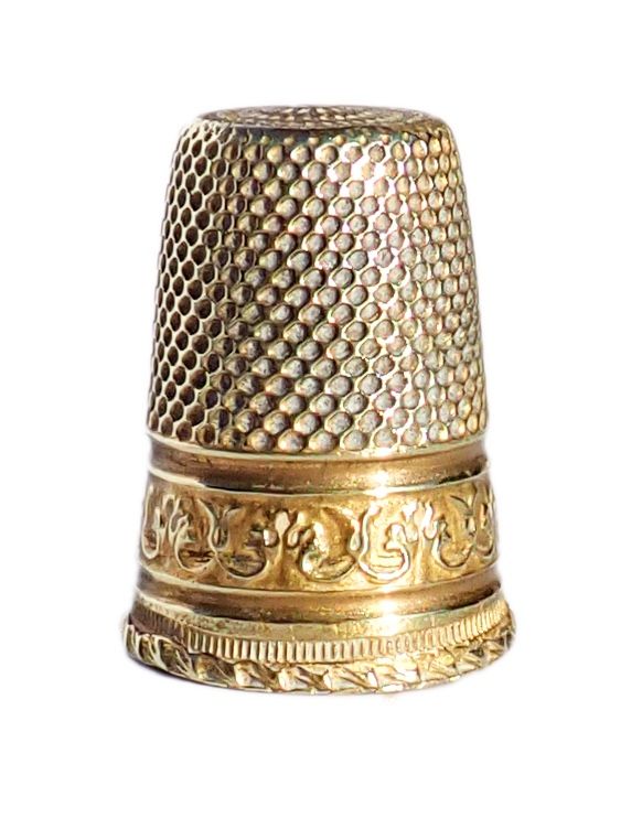Nécessaire de couture en vermeil coffret marqueté XIXe Napoléon III ciseaux dé à coudre 
