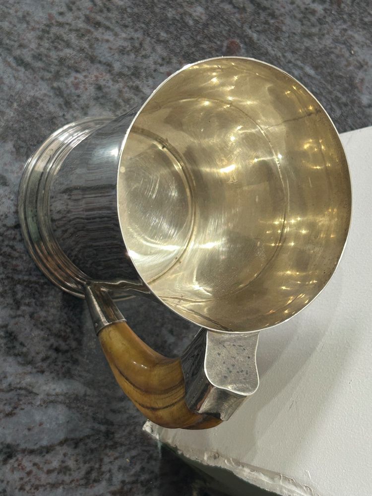 Solid silver beer or hunting stein, English work, circa 1930 - Art Deco