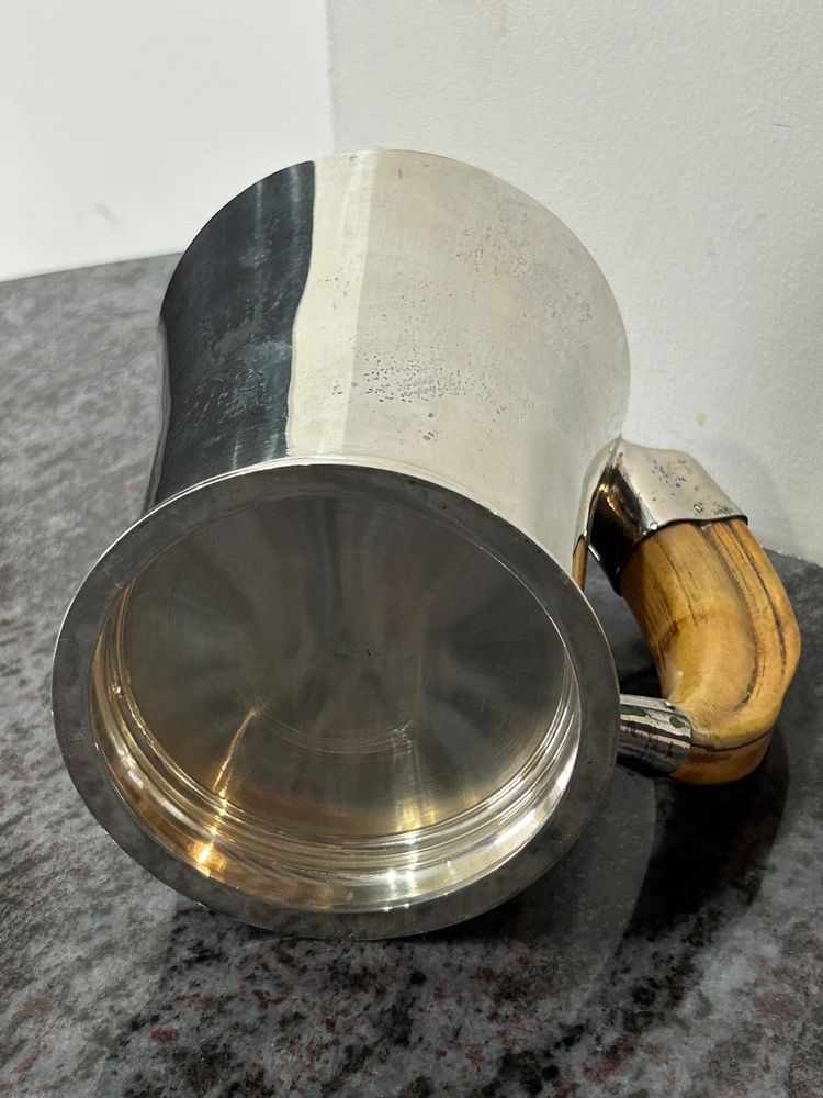 Solid silver beer or hunting stein, English work, circa 1930 - Art Deco