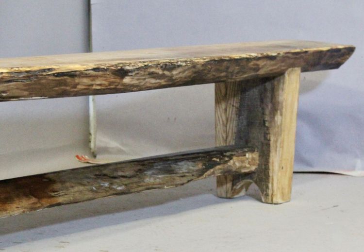 Important Brutalist bench made of ash