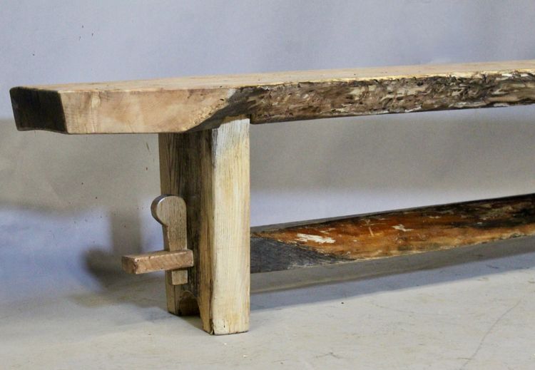 Important Brutalist bench made of ash