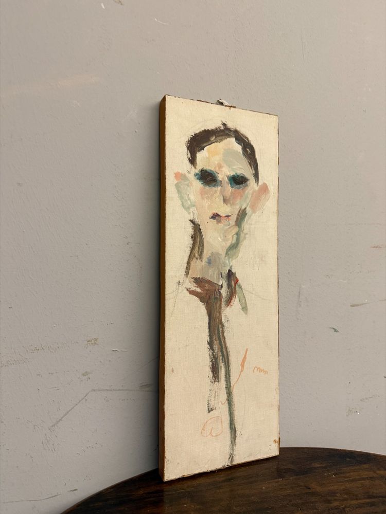Ernesto TRECCANI (Milan 1920-2009) Garçon peint à l'huile sur toile, 46x16cm.