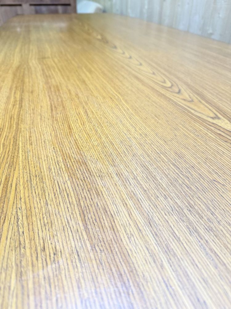 Italian wood and chrome dining table signed "TRAU"