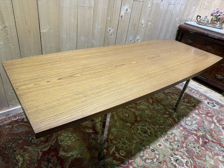 Italian wood and chrome dining table signed "TRAU"