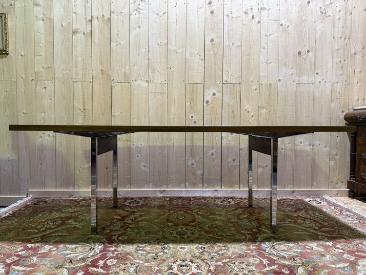 Italian wood and chrome dining table signed "TRAU"