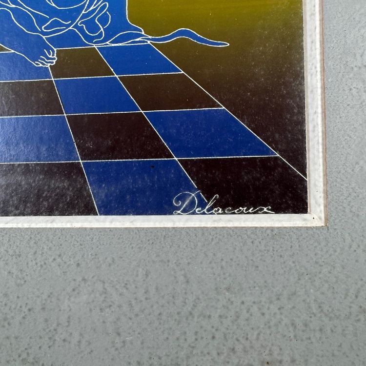 Acquerello di Delacoux, XX secolo, cornice dorata