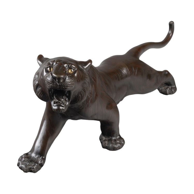 Sculpture - Le Tigre Rugissant , Omori Mitsumoto Dit Kôgen - Bronze