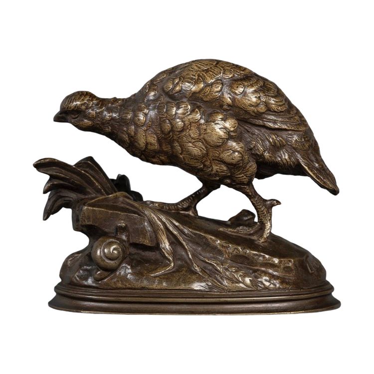 Sculpture - La Perdrix Et L'Escargot , Prosper Lecourtier (1851-1924) - Bronze