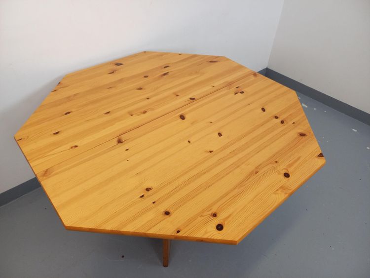 Vintage 1980s octagonal pine dining table with extension