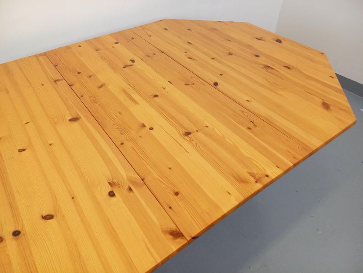 Vintage 1980s octagonal pine dining table with extension