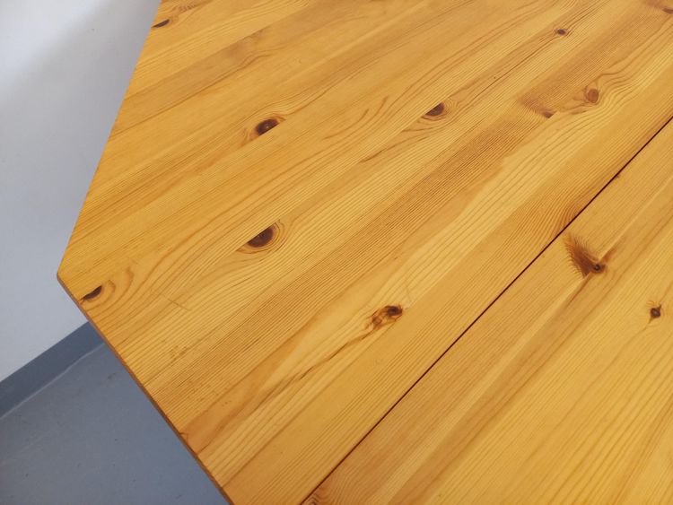 Vintage 1980s octagonal pine dining table with extension