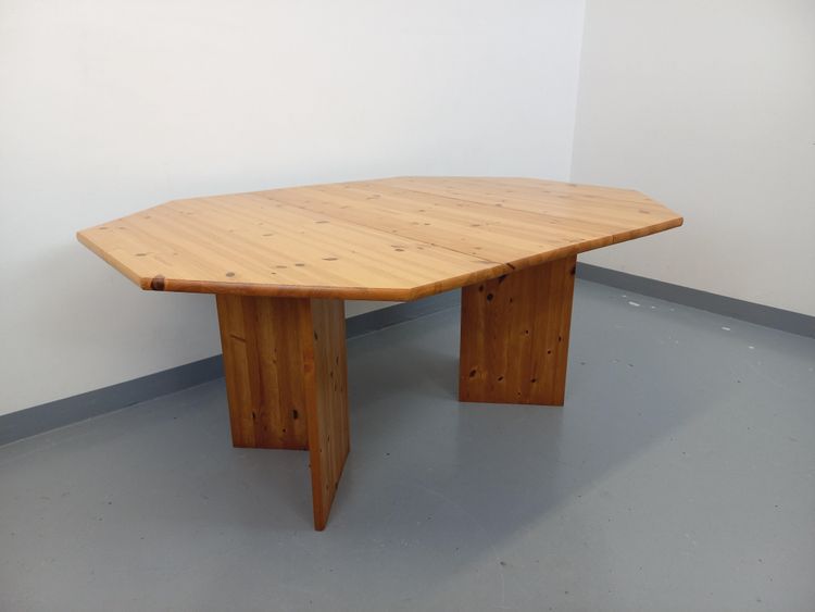 Vintage 1980s octagonal pine dining table with extension