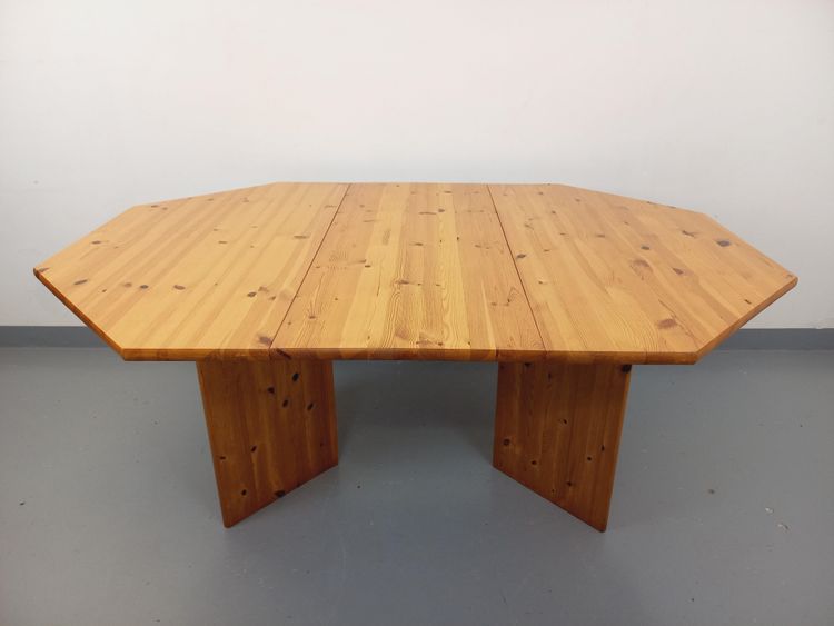 Vintage 1980s octagonal pine dining table with extension