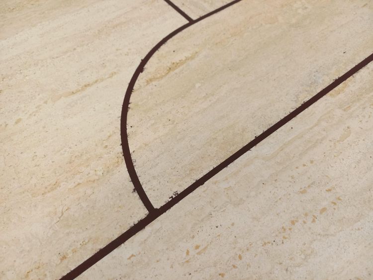 Vintage octagonal travertine coffee table with a geometric pattern from the 1970s