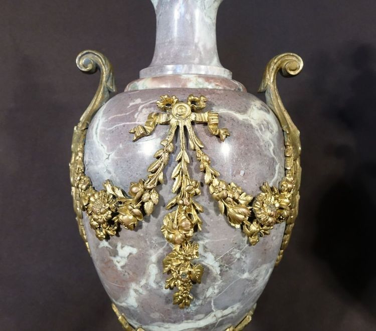 Pair Of Marble Covered Vases