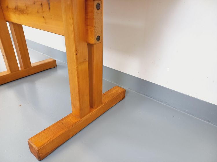 Rectangular dining table by Charlotte Perriand, Les Arcs vintage pine, 1970s