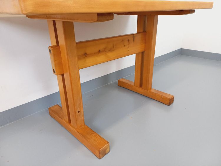 Rectangular dining table by Charlotte Perriand, Les Arcs vintage pine, 1970s