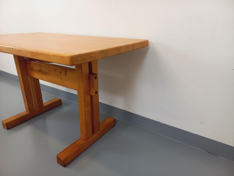 Rectangular dining table by Charlotte Perriand, Les Arcs vintage pine, 1970s