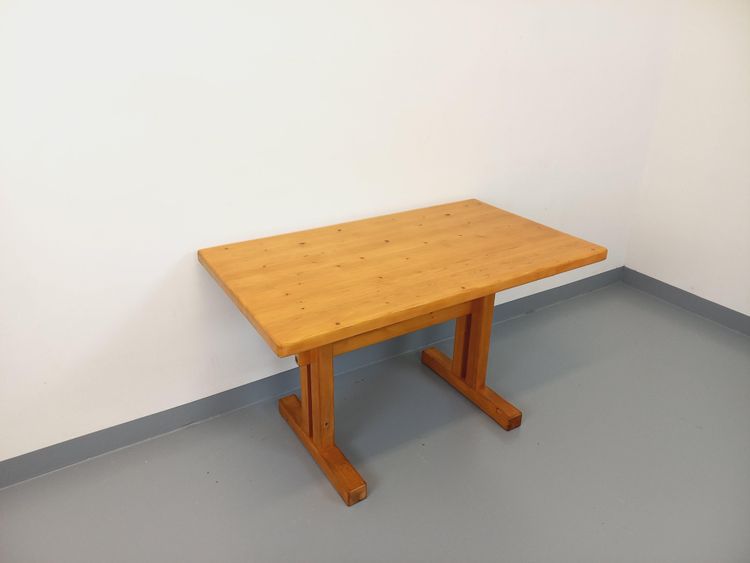 Rectangular dining table by Charlotte Perriand, Les Arcs vintage pine, 1970s