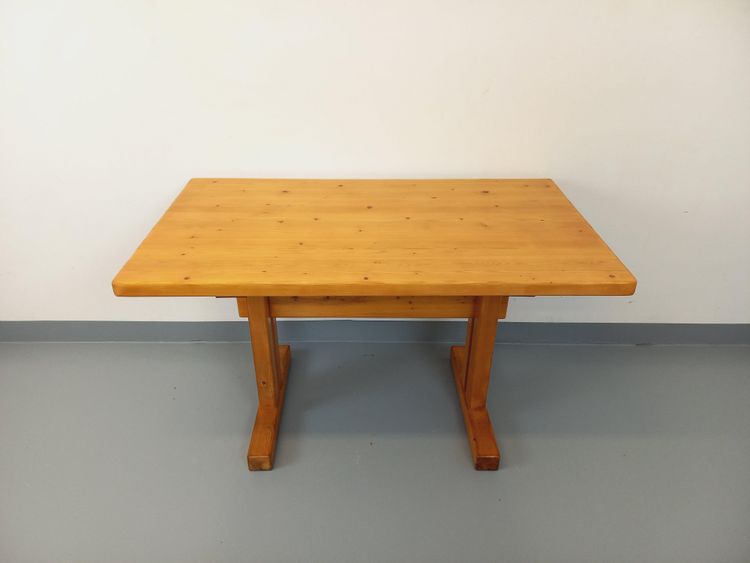 Rectangular dining table by Charlotte Perriand, Les Arcs vintage pine, 1970s