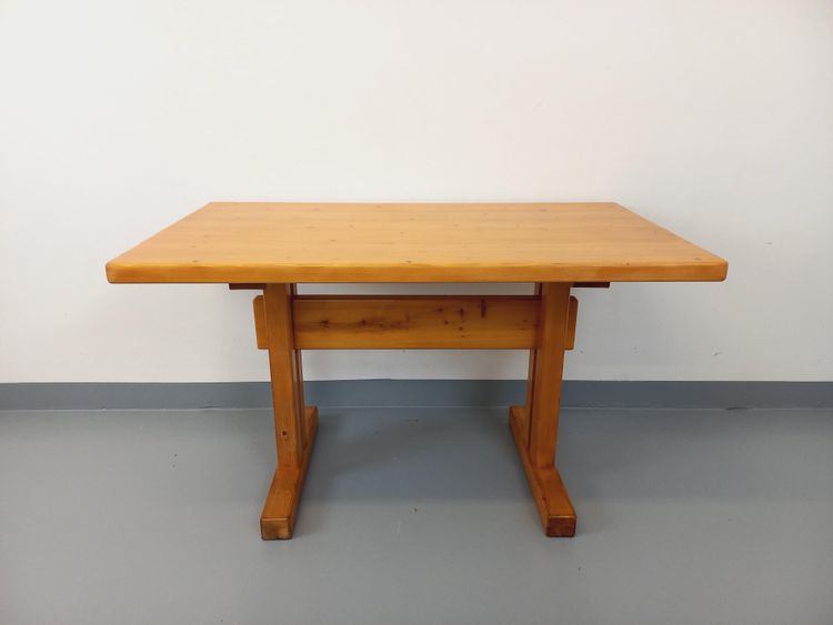 Rectangular dining table by Charlotte Perriand, Les Arcs vintage pine, 1970s