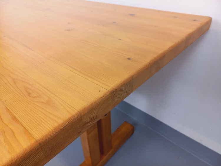 Rectangular dining table by Charlotte Perriand, Les Arcs vintage pine, 1970s