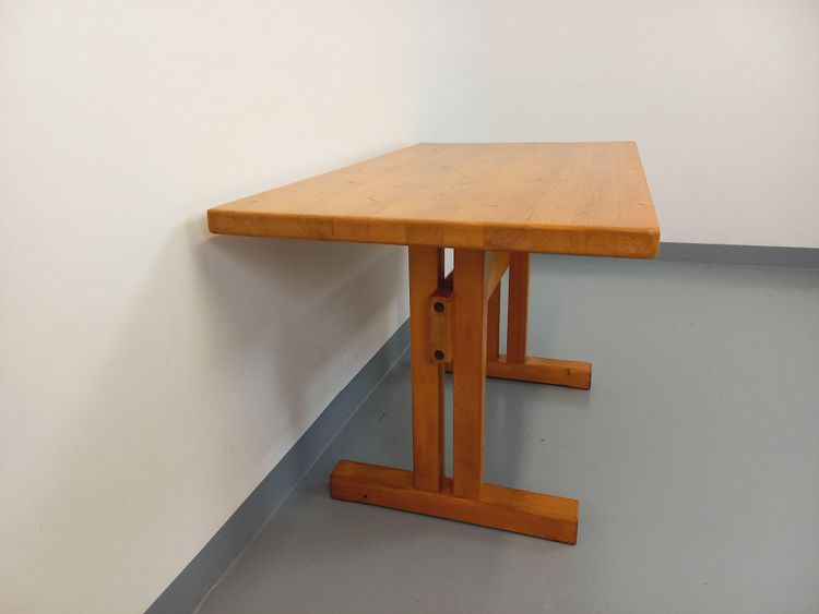Rectangular dining table by Charlotte Perriand, Les Arcs vintage pine, 1970s