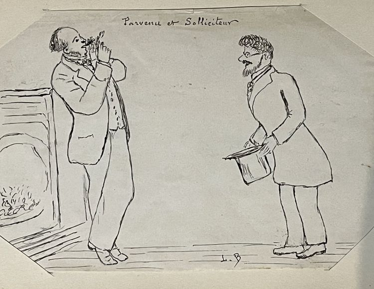 Album mit Federzeichnungen, signiert von Louis Bridier, Ende des 19. Jahrhunderts.