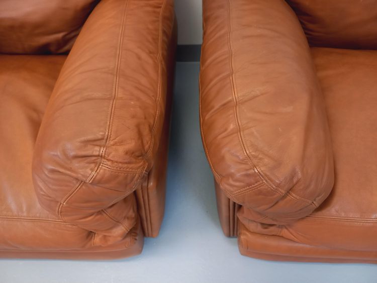 Pair of vintage Coquelicot lounge chairs by Tito Agnoli for Poltrona Frau