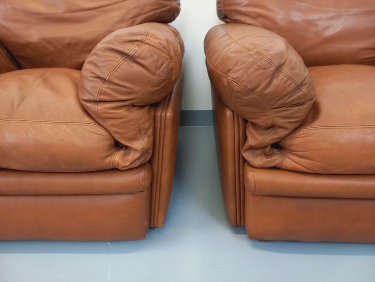 Pair of vintage Coquelicot lounge chairs by Tito Agnoli for Poltrona Frau
