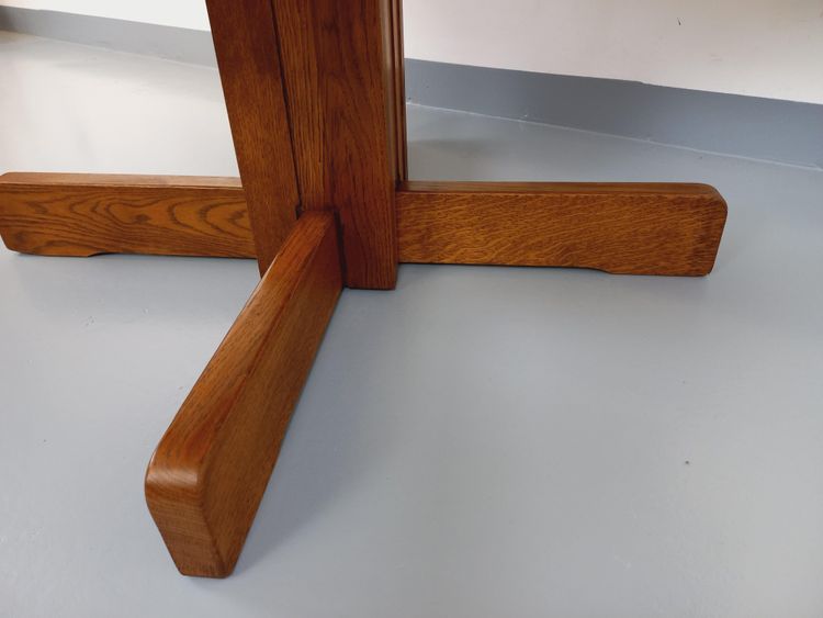 Vintage hexagonal dining table from the 1980s in oak wood