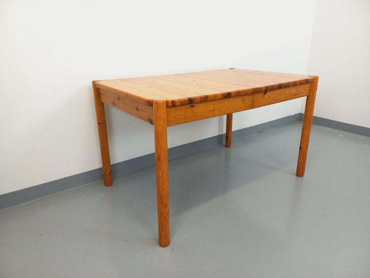 Vintage rectangular pine dining table from the 1960s/70s with extension