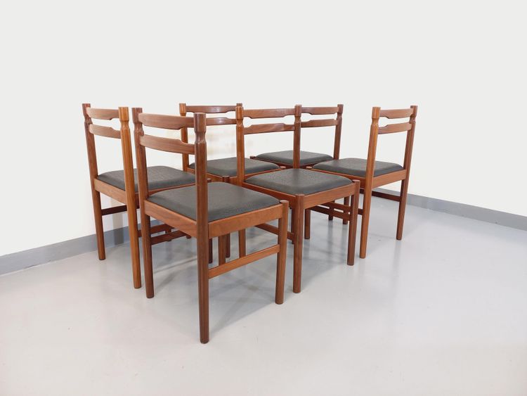 Set di 6 sedie scandinave vintage in teak e similpelle degli anni '60