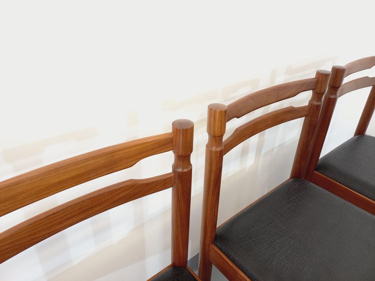Set di 6 sedie scandinave vintage in teak e similpelle degli anni '60