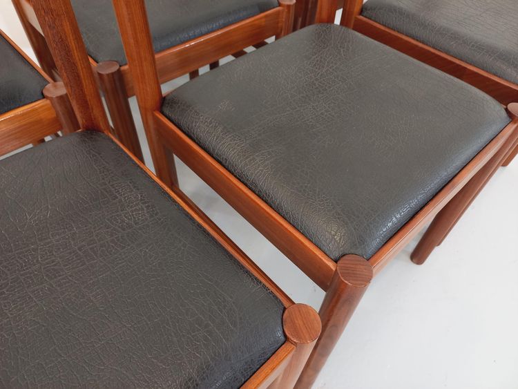 Set di 6 sedie scandinave vintage in teak e similpelle degli anni '60