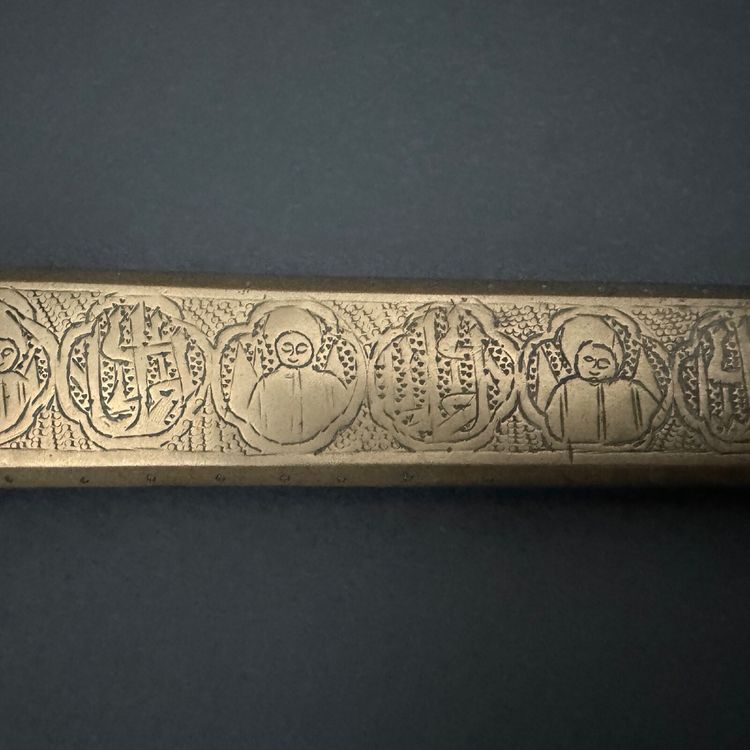 Late 19th century Persian portable inkwell and writing set, richly engraved