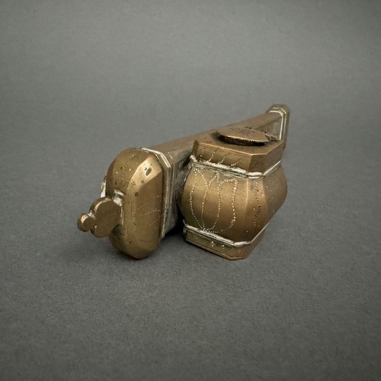 Late 19th century Persian portable inkwell and writing set, richly engraved