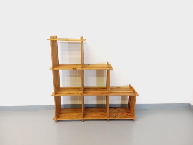 Vintage 1980s pine staircase bookcase in the Maison style