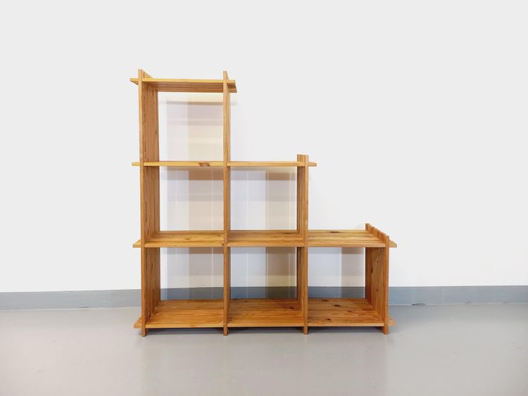 Vintage 1980s pine staircase bookcase in the Maison style