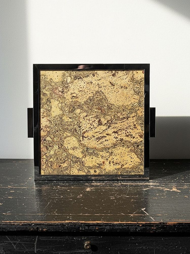 Mid-century chic Chrome, cork and glass plate tray from the 70s