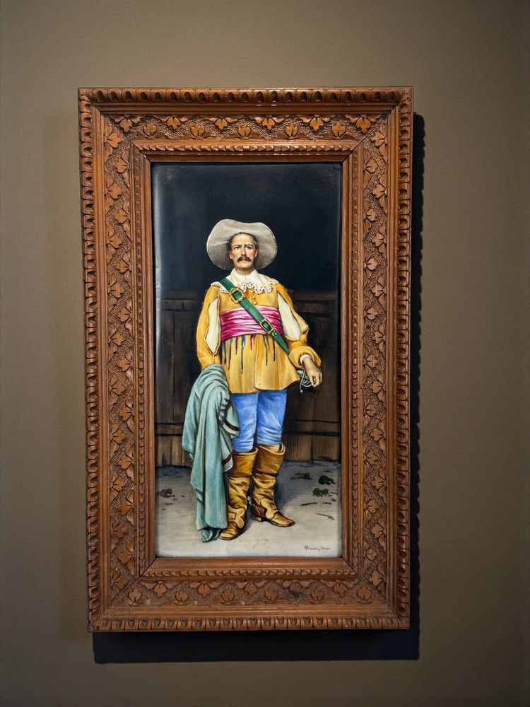 PEINTURE XIXe SUR PORCELAINE SIGNÉE E. BIANCHINI /G. BERTINI "UN MOUSQUETAIRE "