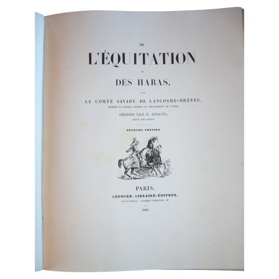 De l'équitation et des haras par le comte  Savary de Lancosmes- Breves 1843