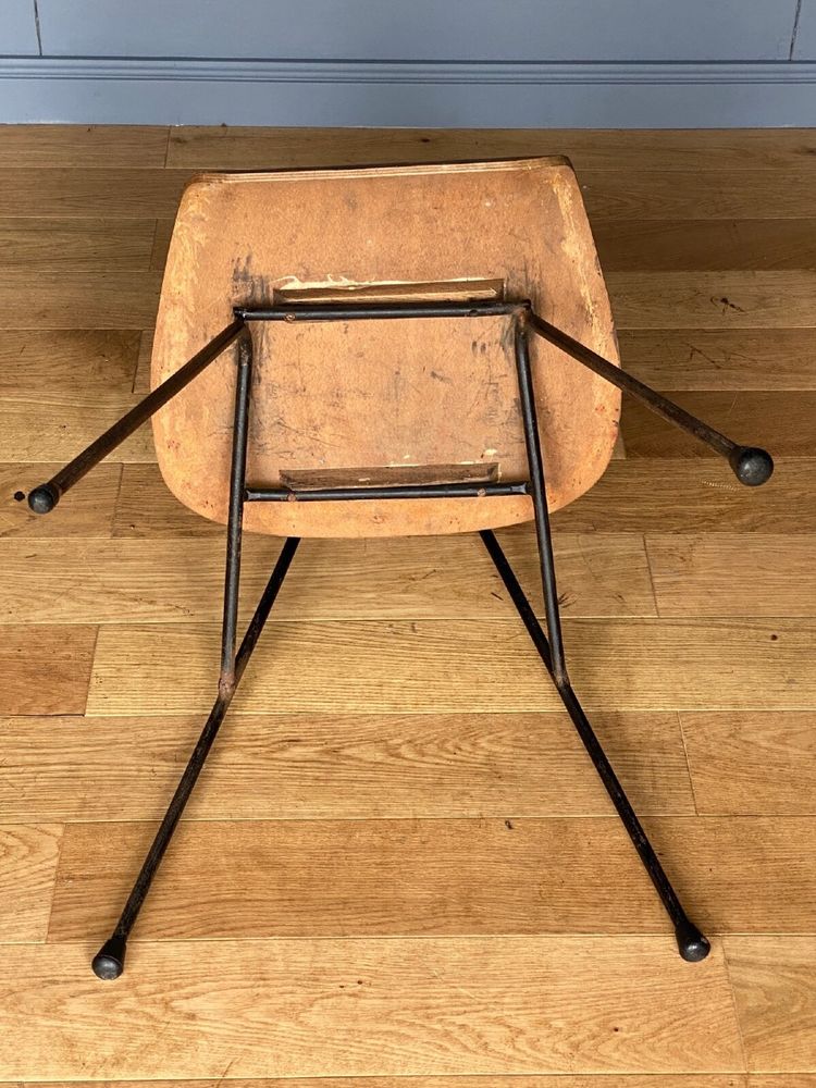 Paire de chaises courbes 1960 métal tubulaire Robert Mathieu